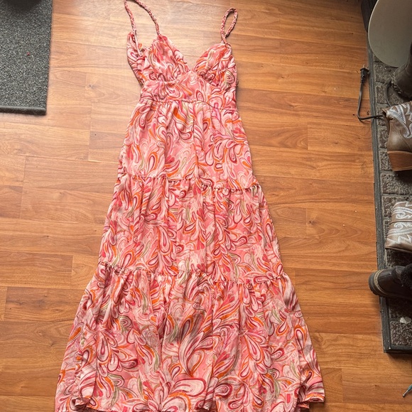 Never worn!!! Jessica Simpson Vibrant Pink and Orange Maxi Dress - Picture 1 of 5